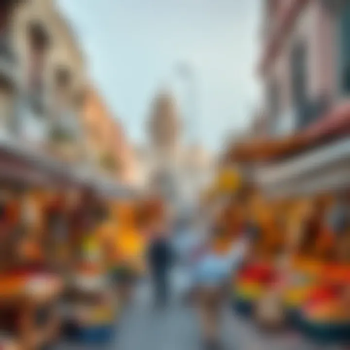 A bustling local market in Aster Karama, illustrating the vibrant community life