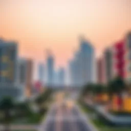 A stunning skyline view of Aster Karama, showcasing modern architecture