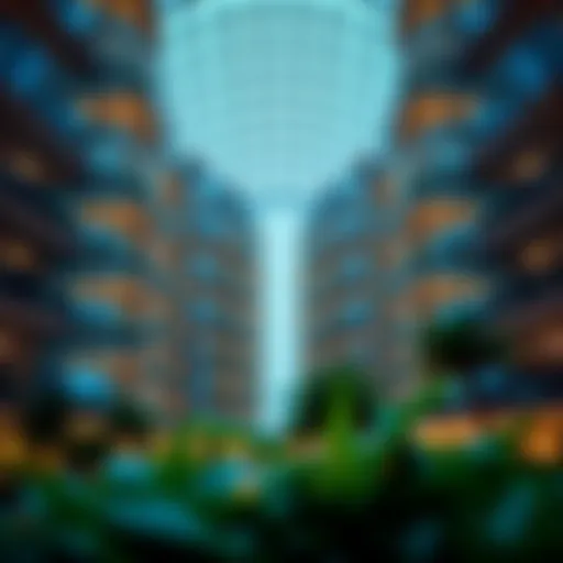 A stunning view of the Atrium Business Centre showcasing its modern architecture