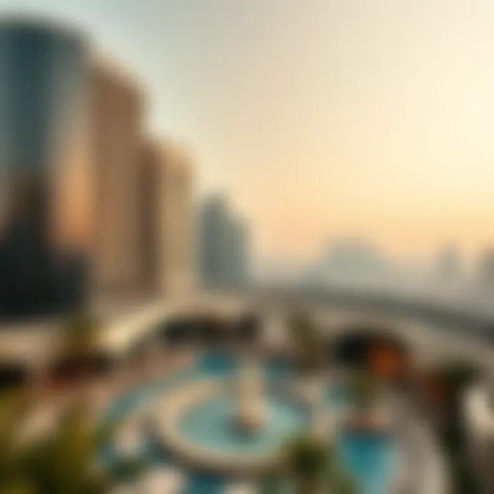 A panoramic view of Dubai featuring the strategic location of the Atrium Business Centre