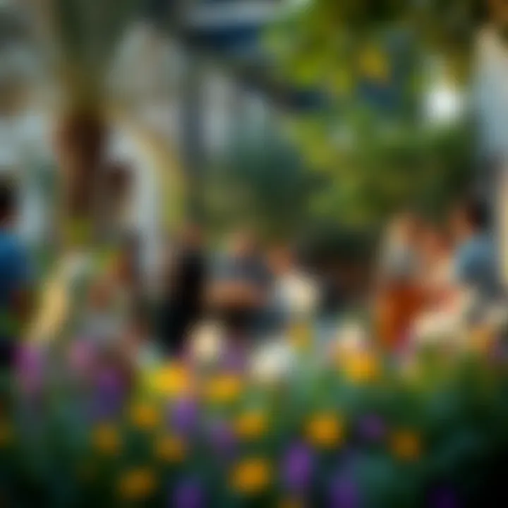 Community gathering in a garden setting in Dubai