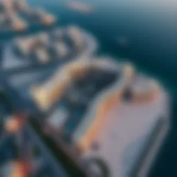 Stunning aerial view of Palm Jumeirah Crescent showcasing its unique design
