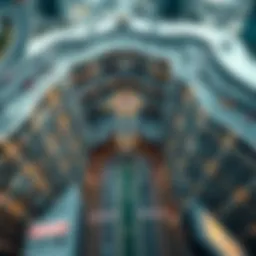 Aerial view showcasing the expansive parking structure of Dubai Mall