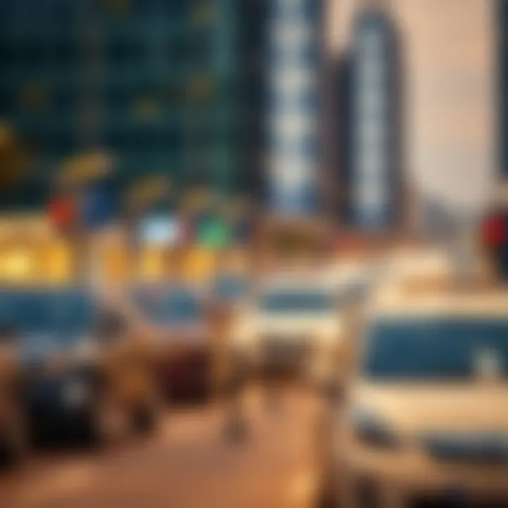 Peak hour traffic flow in and around Dubai Mall parking
