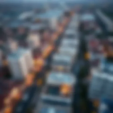 Vibrant Neighborhoods of Dubai Aerial view of a popular Dubai neighborhood