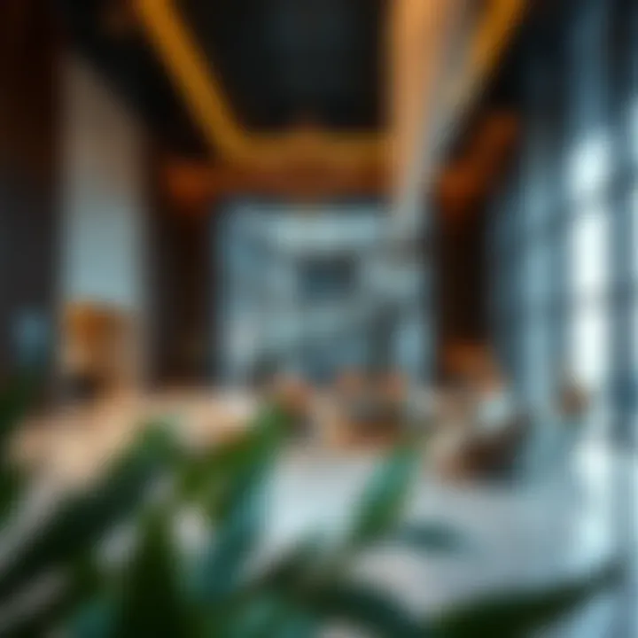 Luxurious lobby interior of Goldcrest Executive Tower with contemporary design