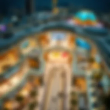 Aerial view of Dubai Mall highlighting luxury brand placements