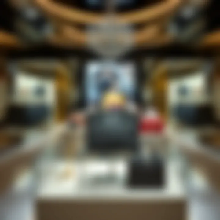 Elegant display of designer handbags in an upscale retail environment