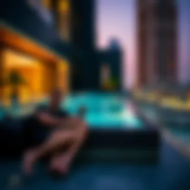 Elevated Lifestyle: Relaxing by the Sky Pool Lifestyle scene by a sky pool in a modern Dubai residence