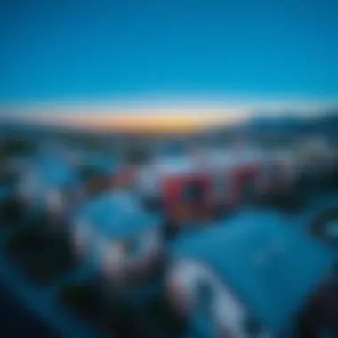 Aerial view of The Villa community showcasing its unique architecture