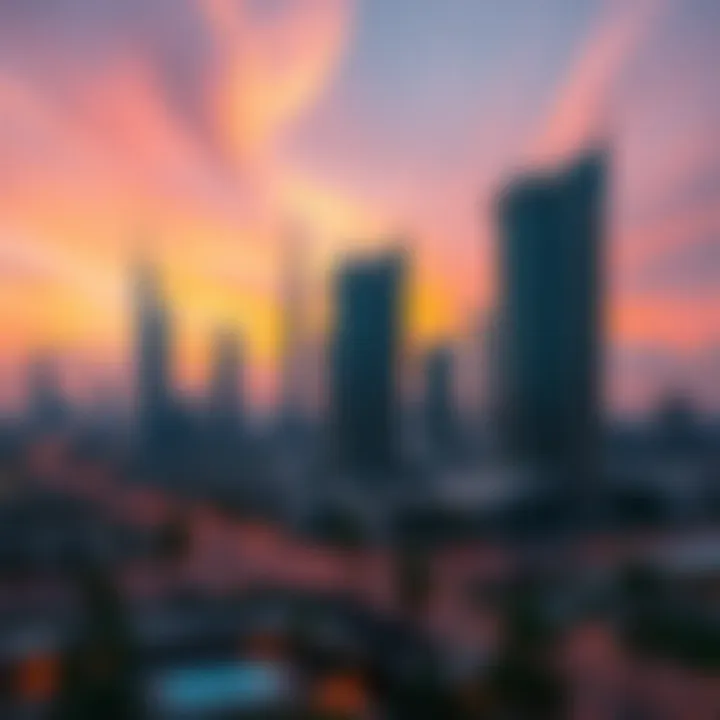 Urban landscape of Dubai featuring نخيل's developments